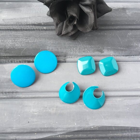 Lot of Blue Enamel Earrings (Lot of 3) - Picture 1 of 8